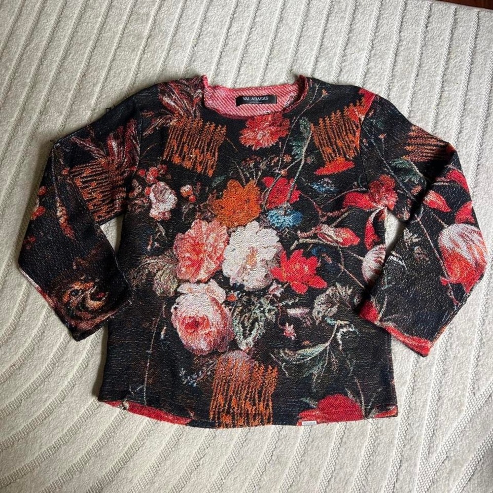 Valabasas floral sweater size XL Boho Cottage Streetwear Vacation Outdoor Nature